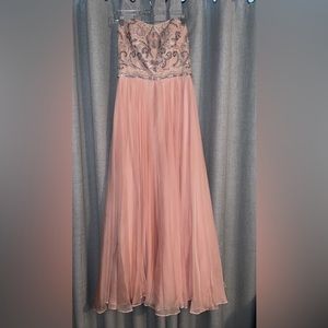 Full Length Light Pink Prom Dress